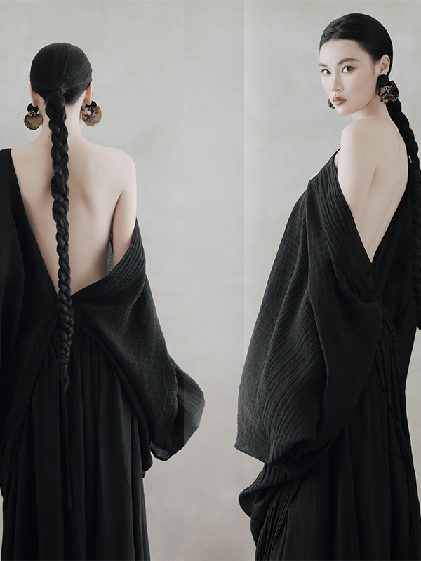 Photography Zen - Abito Nero Senza Schienale da Donna,